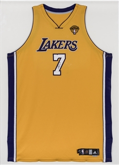 2009-10 Lamar Odom Finals Game Used & Signed Los Angeles Lakers Home Jersey (Letter of Provenance & Beckett)